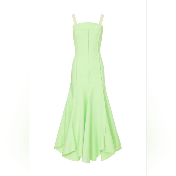 *$750 NEW VICTORIA BECKHAM PISTACHIO POPLIN MIDI DAY DRESS US 10 - Picture 4 of 10